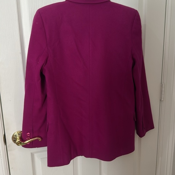 Vintage Kimberly Bennett Women's magenta Blazer 100% Merino wool size 8 - Picture 4 of 6